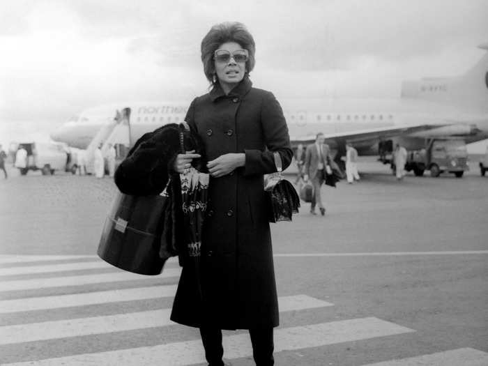 Welsh singer Shirley Bassey, one of the first Black British entertainers to garner global acclaim, is seen here arriving at Newcastle Airport in 1971.
