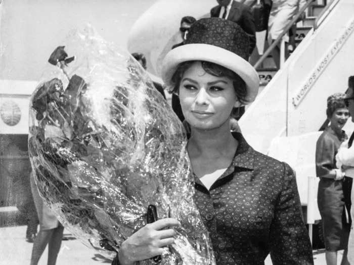 Italian actress Sophia Loren, who rose to prominence in her home country before making it big in Hollywood, is pictured arriving in Rome in 1961.