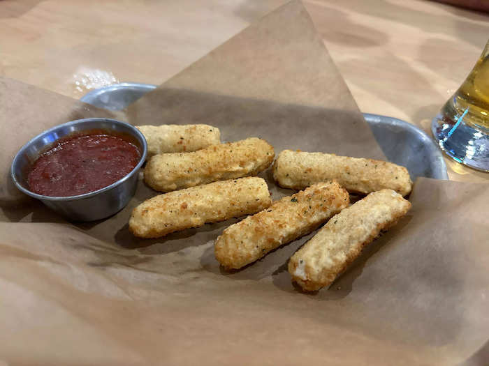 For an appetizer, we shared mozzarella sticks.