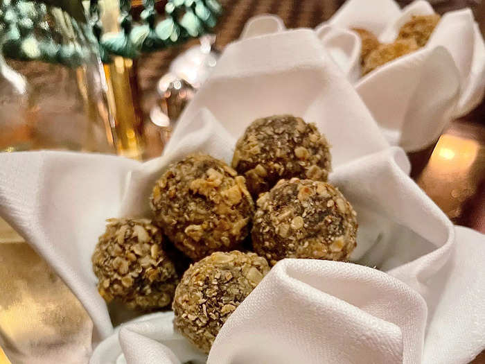 During a dinner in Scotland, I ate haggis balls.