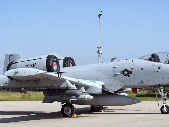 Several A-10 fighter jets, designed to provide close air support to ground forces.