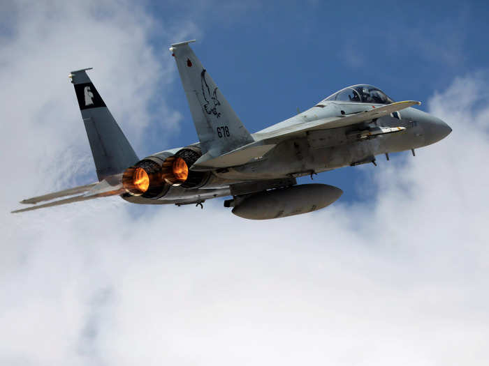 Several F-15 fighter jets.