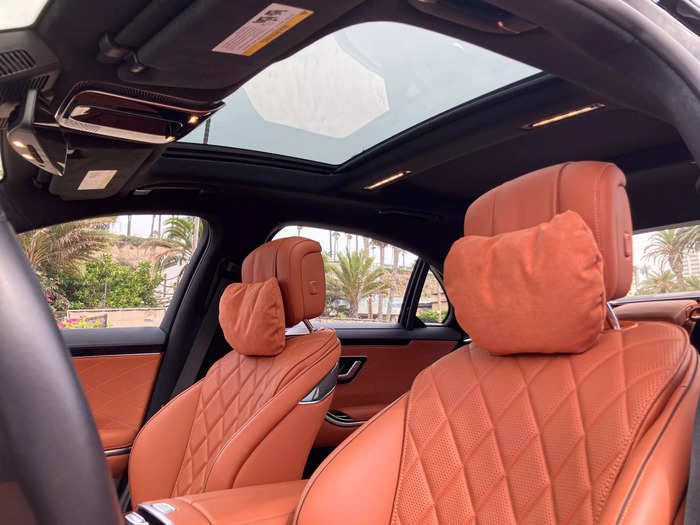 The quilted leather seats were plush yet supportive and had a few tricks up their sleeves: heating, cooling, and massage functions. 