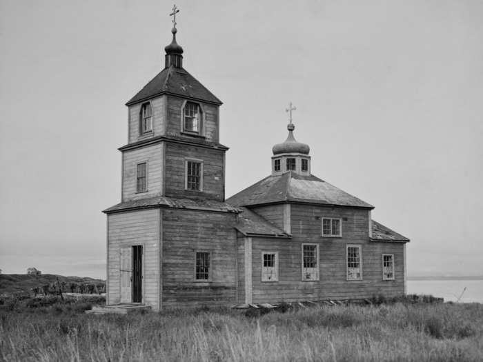 1895: Even decades after the US purchased Alaska from Russia, structures built by the Russians remained for years, like this Russian Orthodox Church.