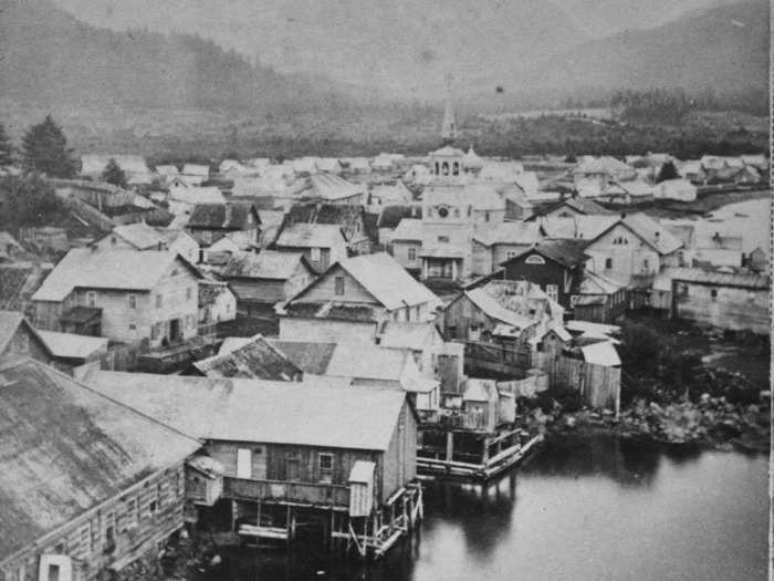 1880: A view of Sitka, Alaska. This city was under Russian rule until 1867.