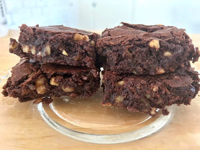 As I cut my brownies into squares, I could see just how fluffy and thick each one was.