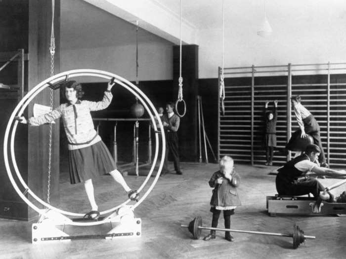 Women used the wheel in their local gym for sport.