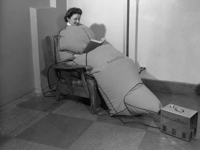 A portable sauna, known as the Reduc-o-matic, was used in the 