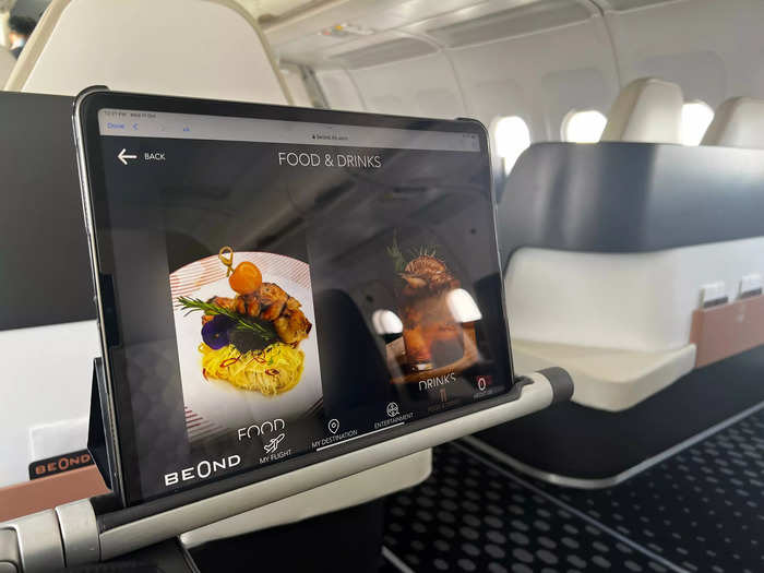 The seat also lacks a proper inflight television, replacing it with an Apple iPad accompanied by wireless headphones.