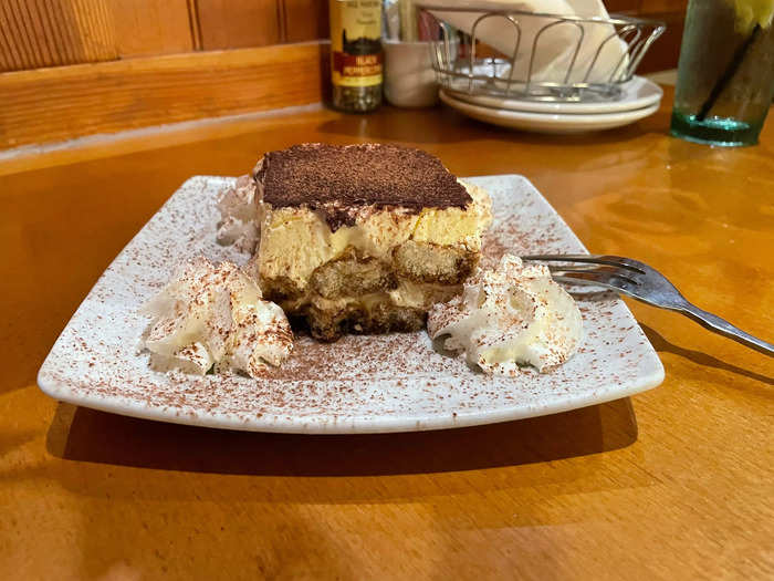 The tiramisu at Olive Garden was a creamy, dreamy ending to a lovely meal.