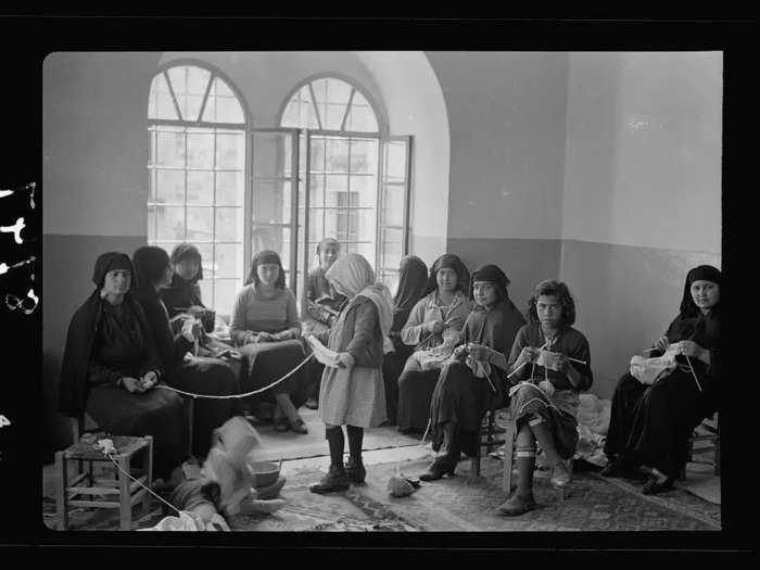 Women of different ages would gather to knit and spin wool at the Women