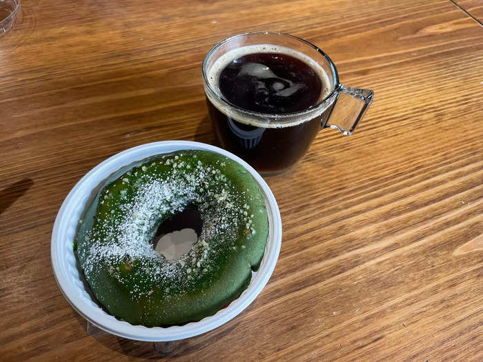 The next morning, I was grateful that the hotel offered complimentary matcha doughnuts and coffee — a much-needed caffeine boost.