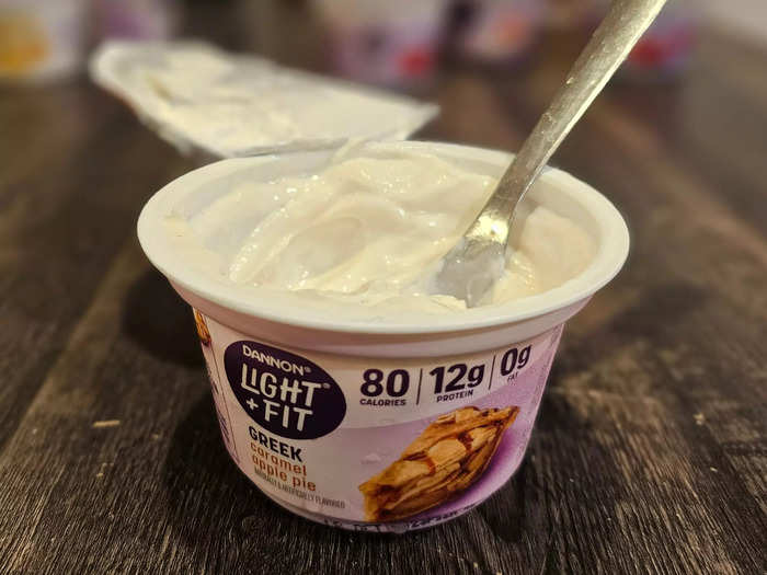 Caramel-apple-pie yogurt makes the perfect dessert. 