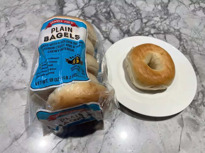 I started off with Trader Joe’s plain bagels.