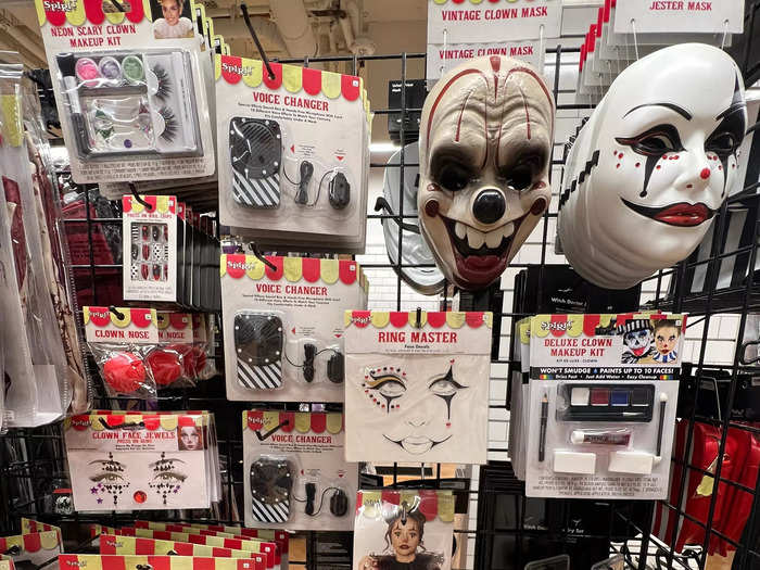 Just like at Party City, there was a section dedicated to the circus, but the prices were harder to see — I really had to get up close to see that the creepy clown mask was $12.99.