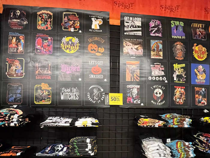 One wall was entirely dedicated to graphic tees, something that reminded me of Spencer