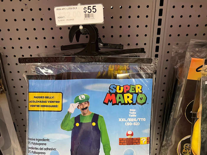 Or they could be a little more expensive, depending on how involved the costumes were. This Luigi costume was $55.