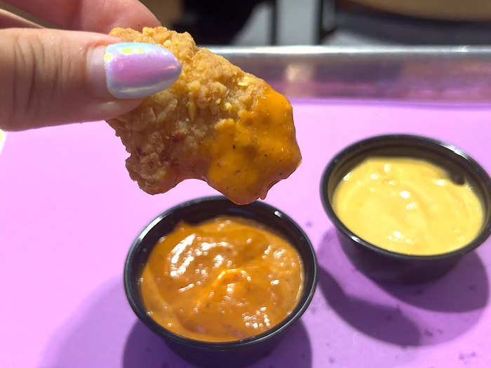 The sauces that paired with the crispy chicken nuggets were also unique, creative, and super delicious.