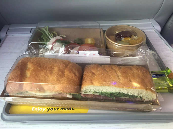 Premium passengers received a complimentary meal. 