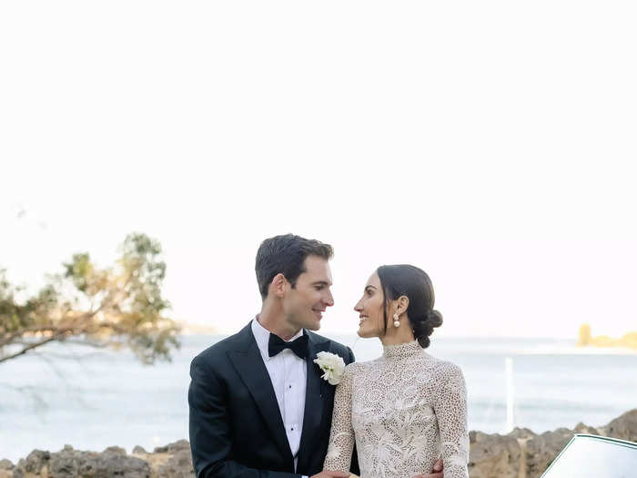 Daniel wore a classic tuxedo to the wedding.