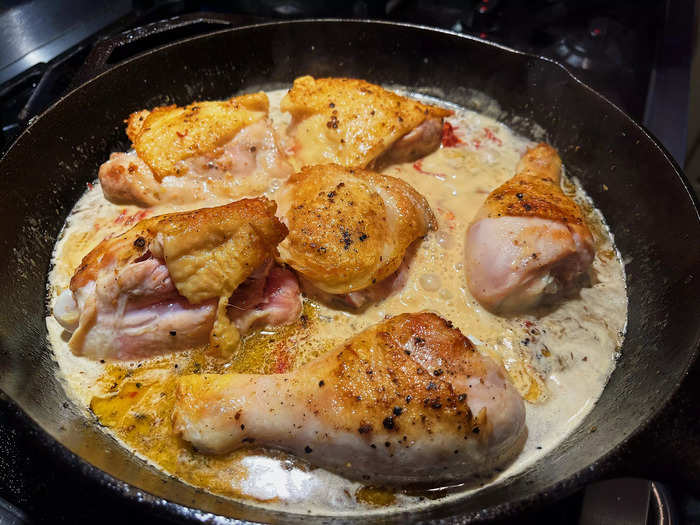 I then added the chicken back into the pan.