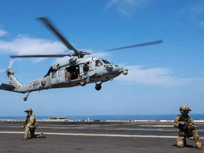 These include hoisting exercises conducted by the Helicopter Sea Combat Squadron using the MH-60S Sea Hawk. 