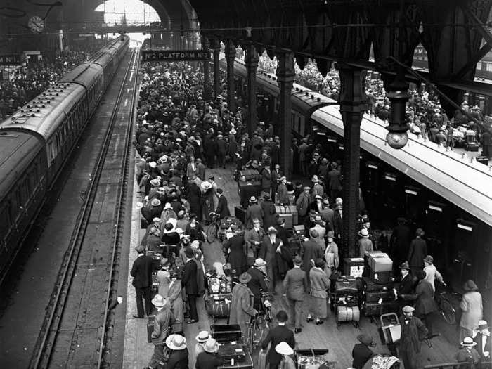 Traveling back then still involved the same crowded rush as it does now.