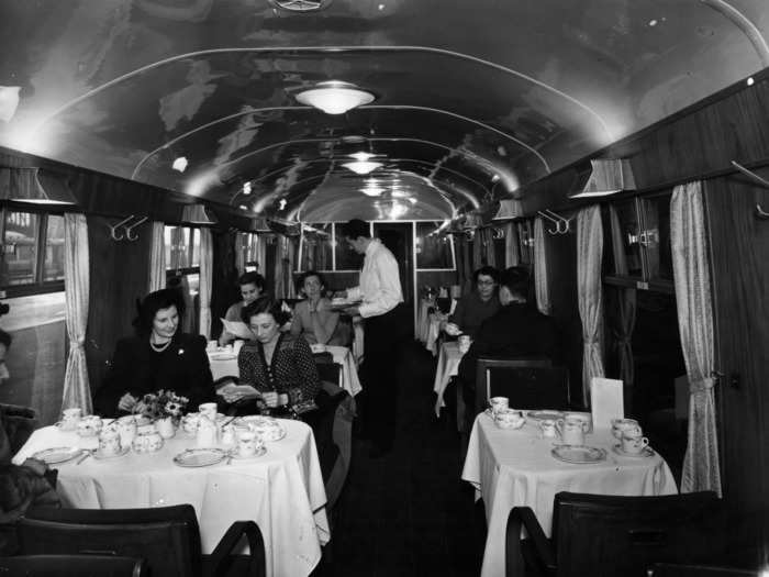 Passengers dined on fine china.