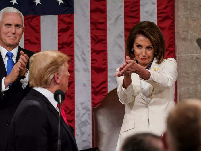 Nancy Pelosi appeared to clap sarcastically during Trump