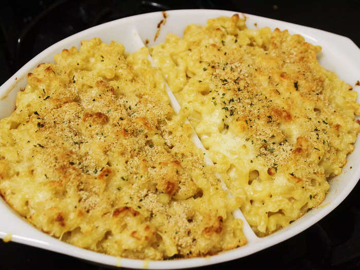 After half an hour in the oven, my macaroni and cheese was done, and it was delicious.