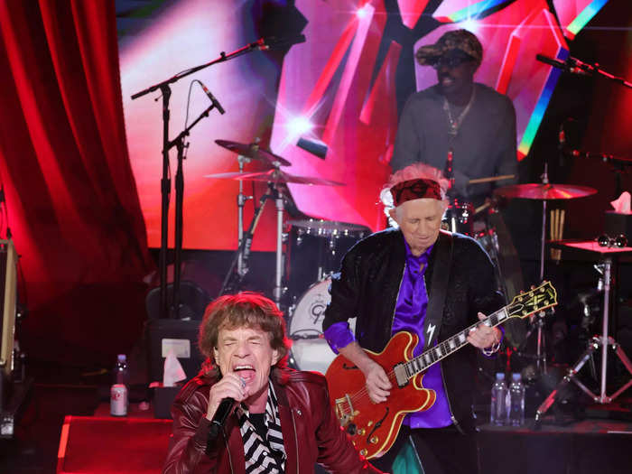 Jagger, 80, performed some of his signature dance moves as the band played seven songs from the 12-track album.