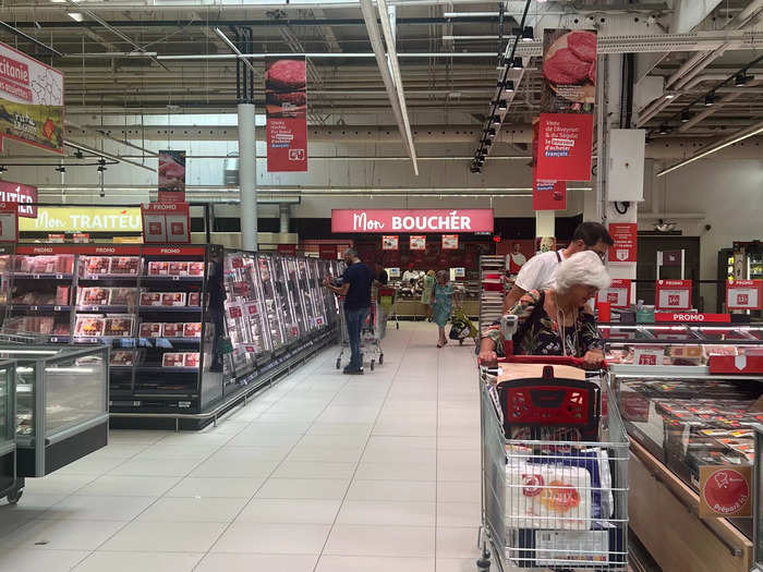 Just like Costco, Auchan has a large meat section.