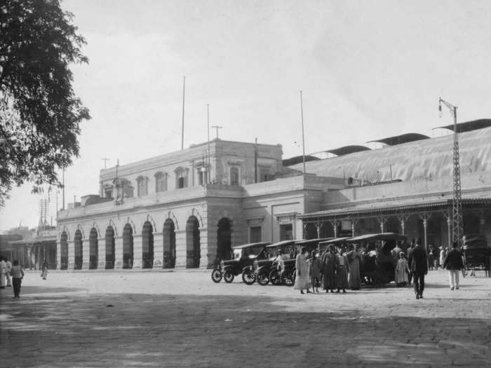 1920: A view of a railway station in Alexandria, the first of its kind in Egypt.