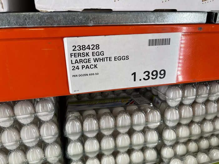 In Iceland, a 24-pack of large white eggs sold for 1,399 ISK, or about $10.13.