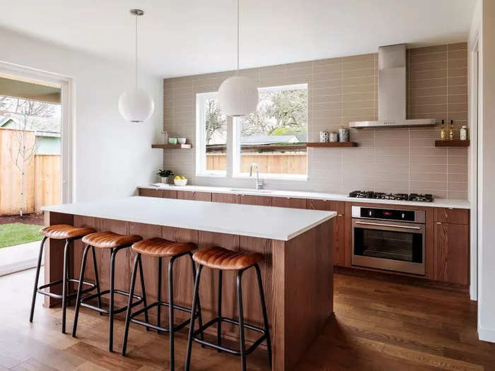 No upper cabinets might make a kitchen look bare.