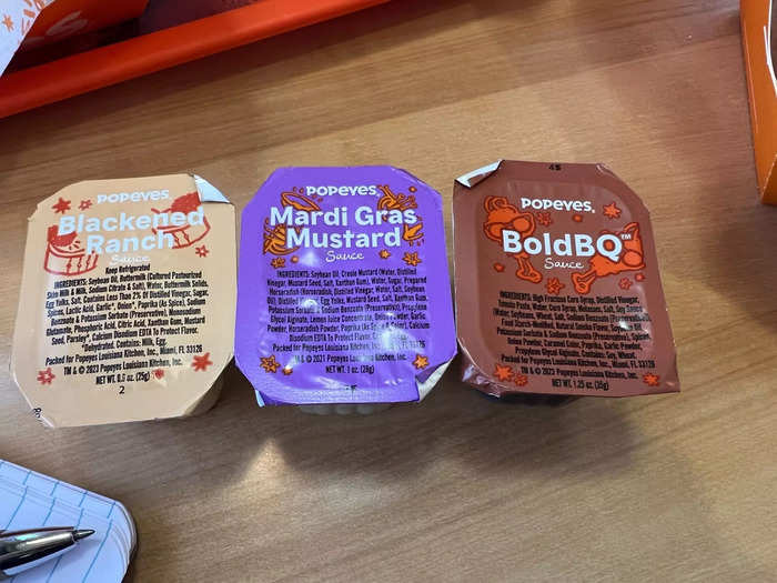 The icing on the cake at Popeyes was the dipping sauces.
