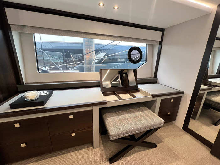 The dressing table, replete with storage space, made the equivalent feature in the other cabins look tiny by comparison.