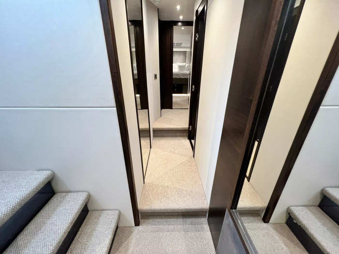 It initially feels a bit cramped downstairs, but corridor space is sacrificed for cabins, and mirrors make it feel larger.