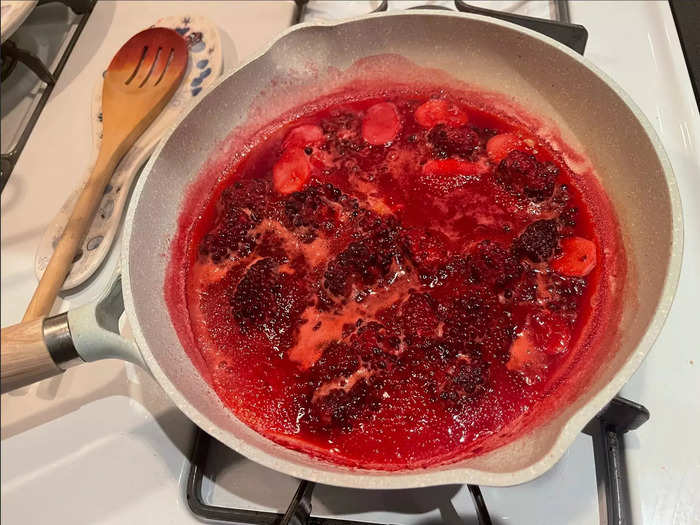 I set my oven to 400 F and started on the blackberry-ginger glaze.