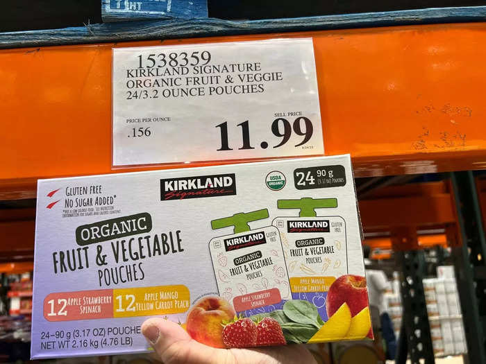 The Kirkland Signature fruit and veggie pouches come in handy at the airport.