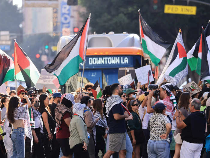 Palestinian Youth Movement and other organizations organized a protest in Los Angeles