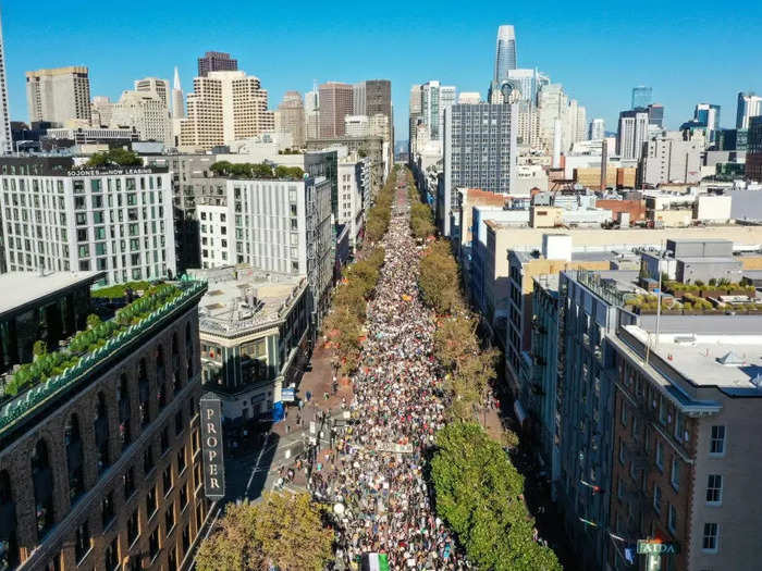 Pro-Palestinian protesters in San Francisco shut down a major highway for almost an hour