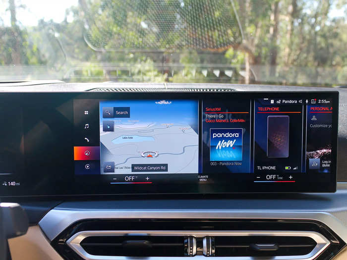 The righthand section houses the navigation, tons of vehicle settings, media options, and more. It reacts to taps with minimal lag time, making it more pleasant to use than some other automotive interfaces. 