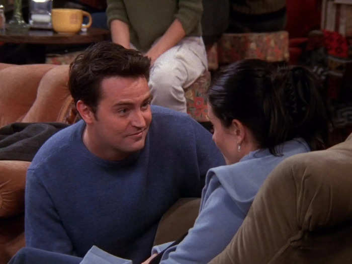 When Chandler sweetly explains to Monica how their contrasting personalities balance each other out.