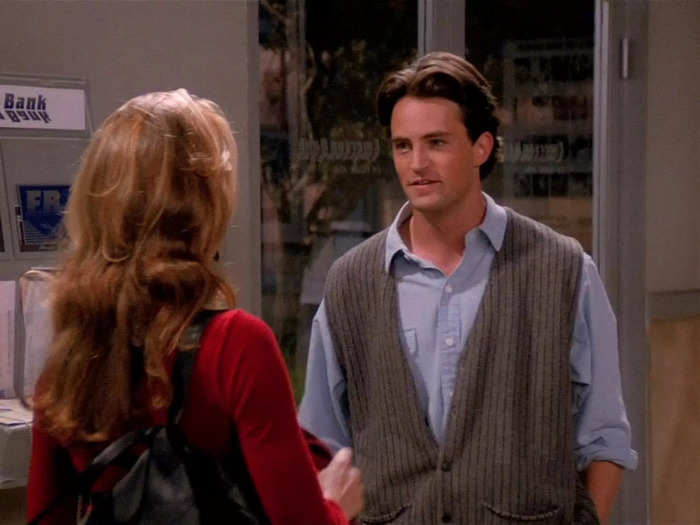 When Chandler gets stuck in an ATM vestibule with model Jill Goodacre during season one.