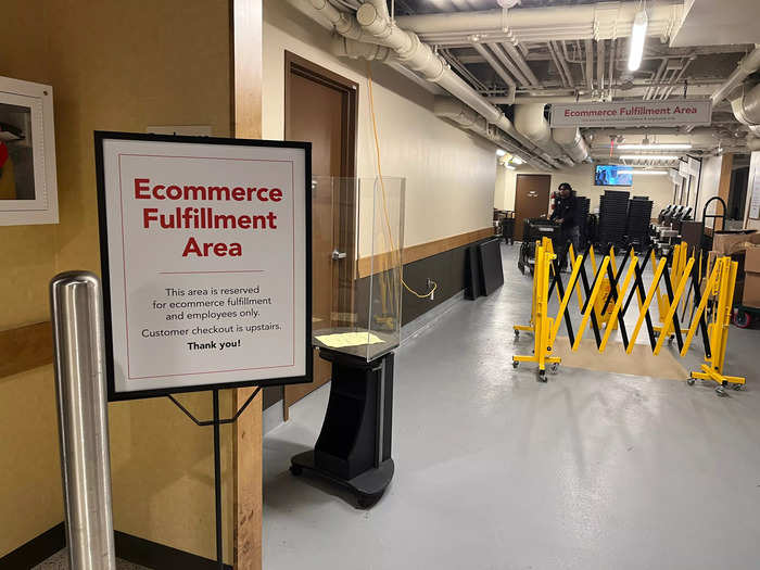 The new Wegmans store features an area dedicated to Instacart shoppers and online orders — a service not available through Trader Joe