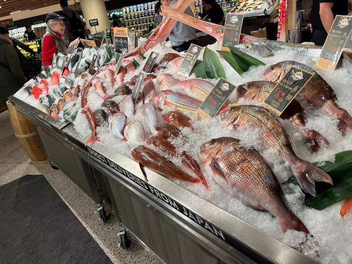 The strong smell of fish hit me as I walked past one of the fresh fish counters.