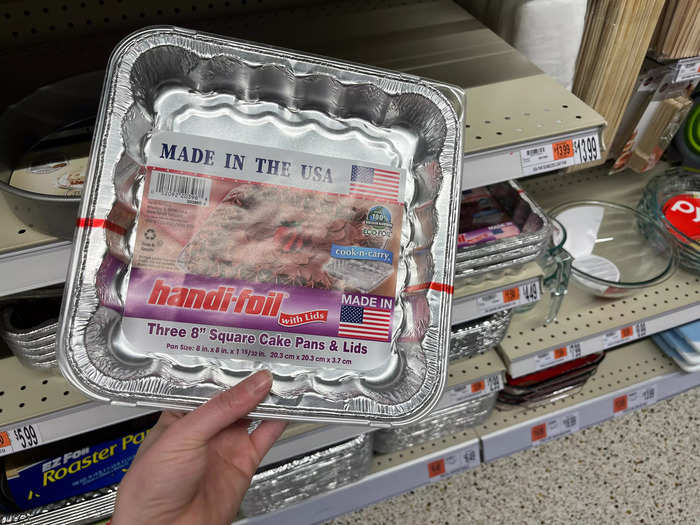 The store featured a small selection of kitchen supplies like foil pans and Pyrex containers, which Trader Joe