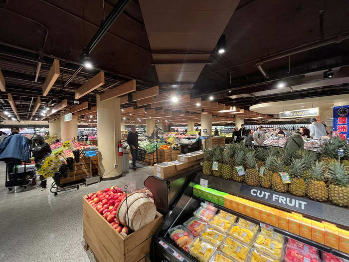 I took the escalator down to the lower level and found a giant grocery store with seemingly endless aisles.