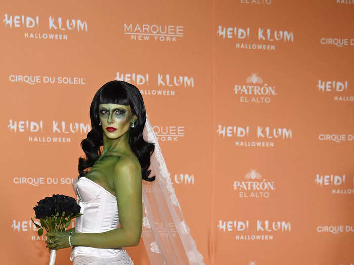 Model Carmella Rose appeared to dress as the bride of Frankenstein.